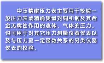 中壓精密壓力表說明