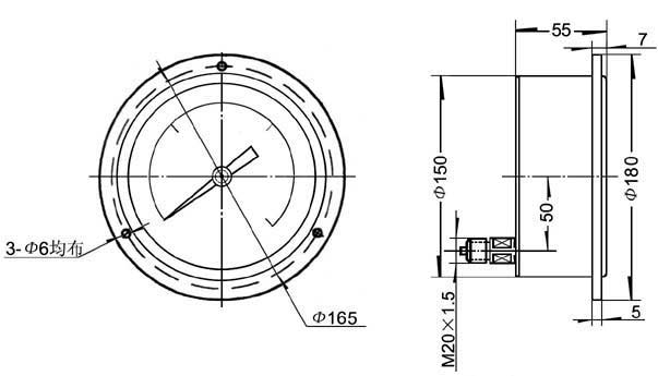 前帶邊精密真空表